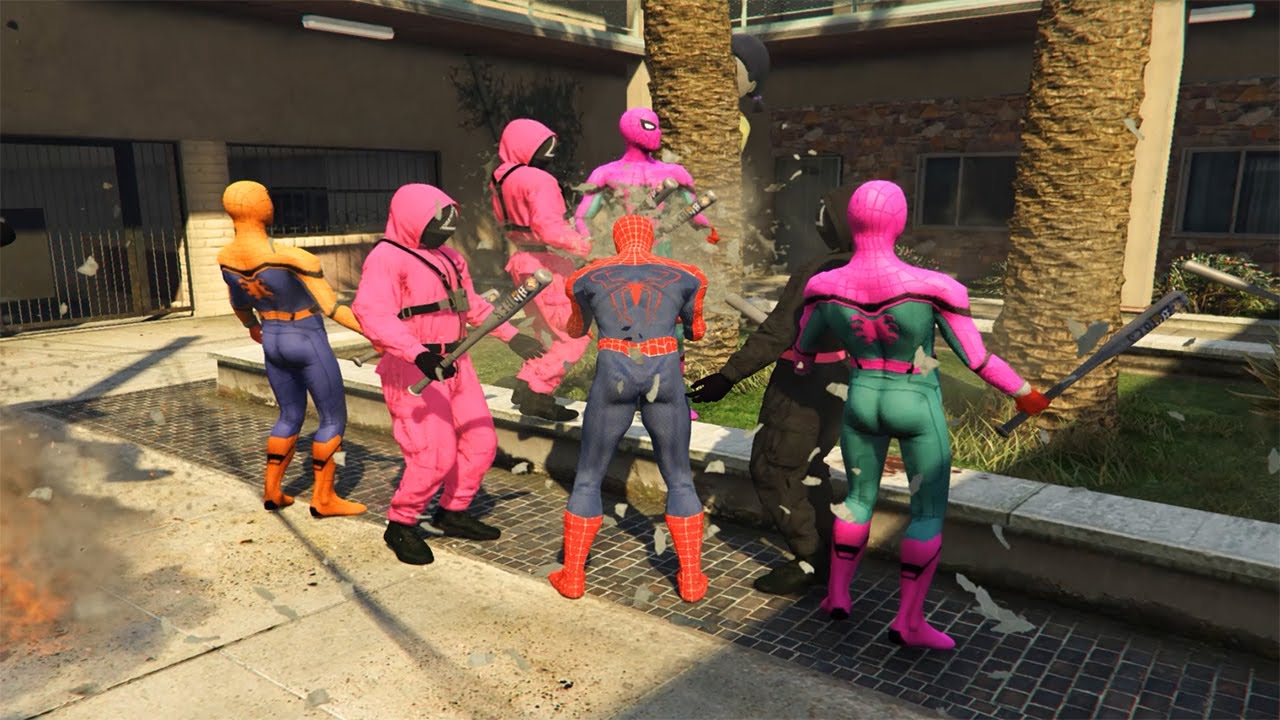 Team Squid Game Attack Team Spider Man - Super Hero Spider Man vs Squid Game