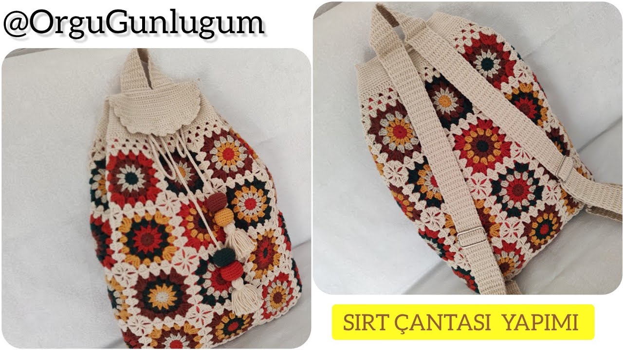 SONBAHAR SIRT ÇANTASI YAPIMI 🍁 Yetişkin sırt çantası 🍁Motif Sırt ÇANTASI YAPIMI 🍁Knit Bag