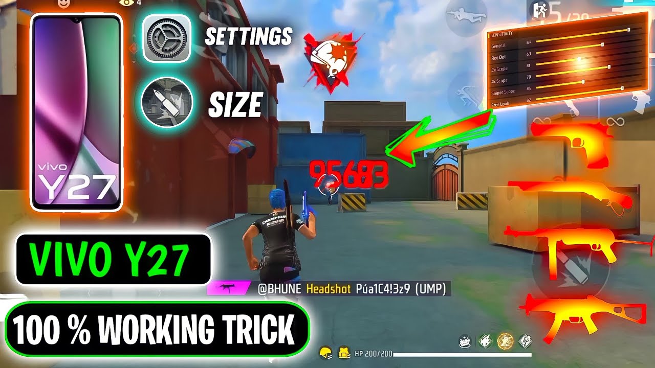 VIVO Y27 Free Fire Headshot Setting ⚡| Free Fire HEADSHOT Settings ⚙️ Sensitivity+DPI+Hud ff