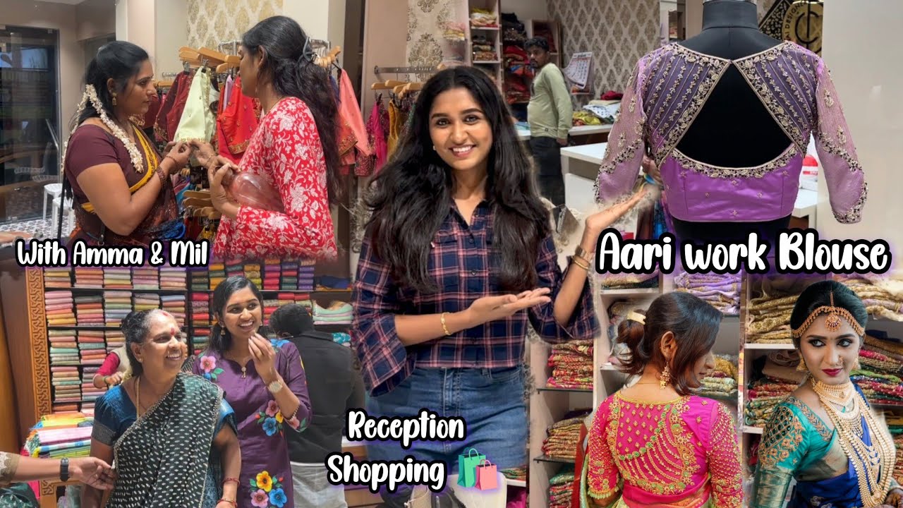 Aari work Blouse design panna Polama😍 Shopping with Amma & Mamiyar🥰 | Kaviya karun💜