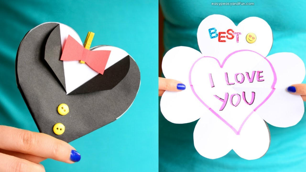 How to Make Father’s Day Tuxedo Heart Card - paper craft idea for kids