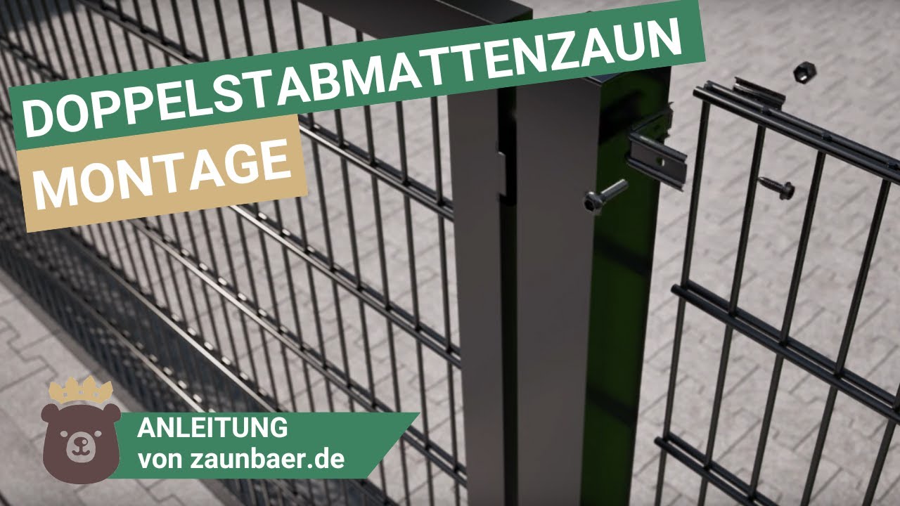 Doppelstabmattenzaun mit Tor & Sichtschutz montieren | Zaunb&auml;r Montageanleitung