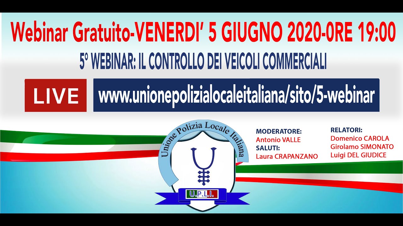 5 WEBINAR UPLI: IL CONTROLLO DEI VEICOLI COMMERCIALI