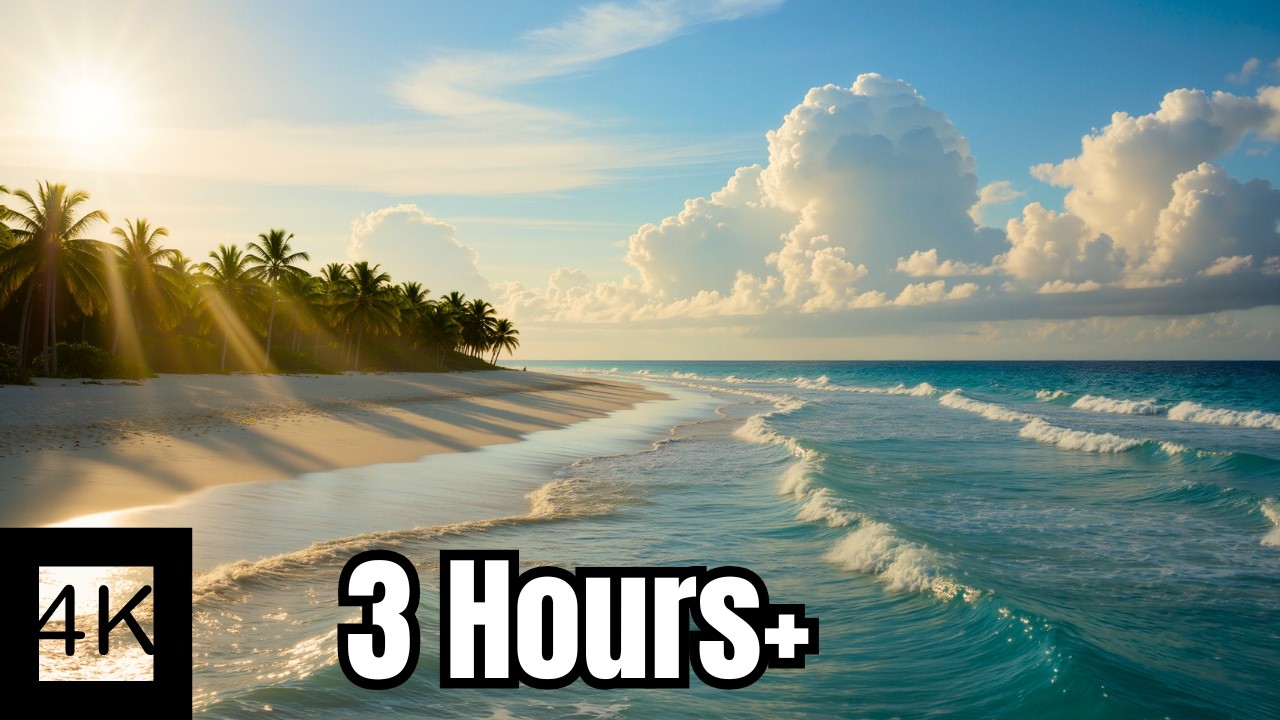 Sound of waves | 4K Paradise Beach Live background for TV Screensaver