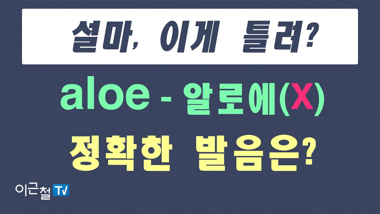 설마, 이게 틀려? aloe - 알로에(X) - 정확한 발음은?