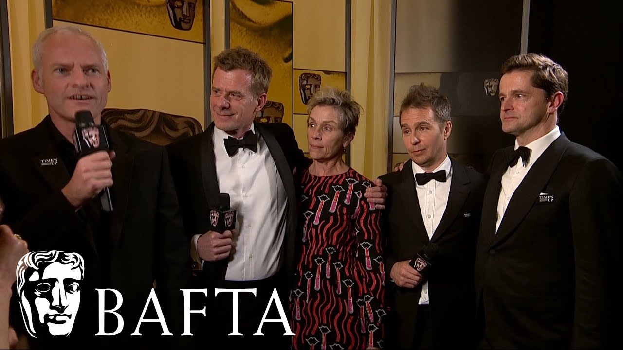 The Three Billboards Outside Ebbing Missouri Team on their Best Film win backstage at the BAFTA's