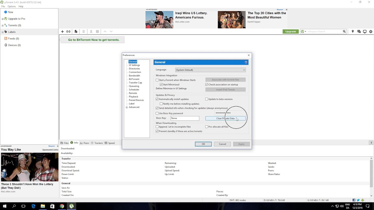 How to Clear Private Data In Utorrent
