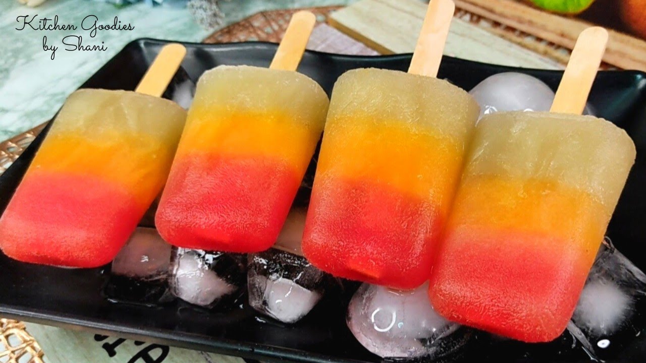 Tri-color Fruit Popsicles | Traffic Light Ice Candy | Traffic Light Ice Cream | Rainbow Popsicle