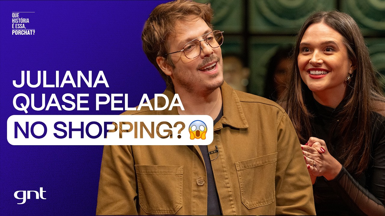 Juliana Paiva passa perrengue com look na escada do shopping | Que Hist&oacute;ria &eacute; Essa, Porchat? | GNT