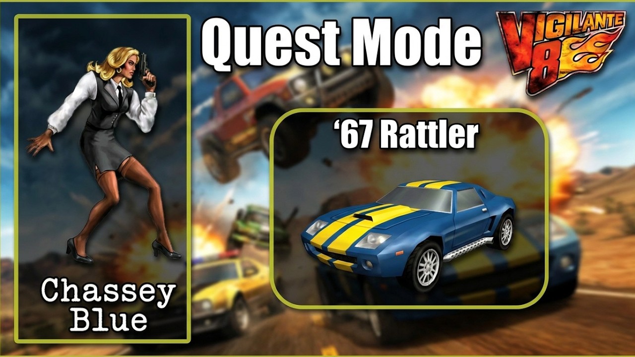 Vigilante 8 - Quest Mode - Chassey Blue - 67 Rattler (PS1/PSX)