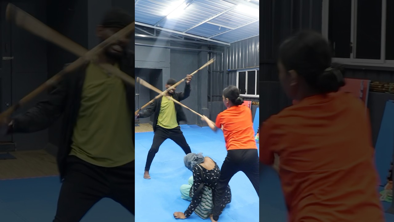 A girl saves a women  through the silambam | serious Silambam fight #silambam #shorts