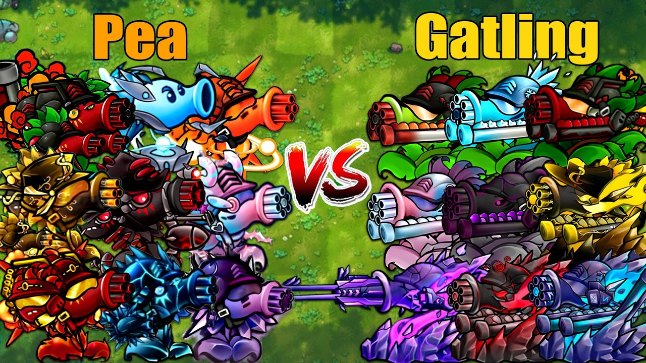 PVZ 1 Fusion 3.5 Challenge!! Team Pea VS Team Gatling VS 300 Zombie Random - Who Will Win?