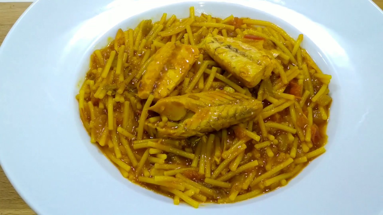 FIDEOS con Caballa. Guiso de Fideos. Receta muy fácil.