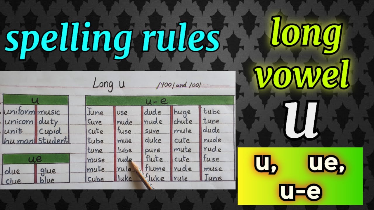 long vowel u | long u words | u-e sounds.  English pronunciation