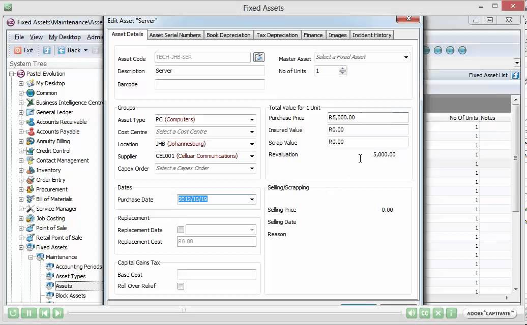 Sage Evolution Fixed Assets