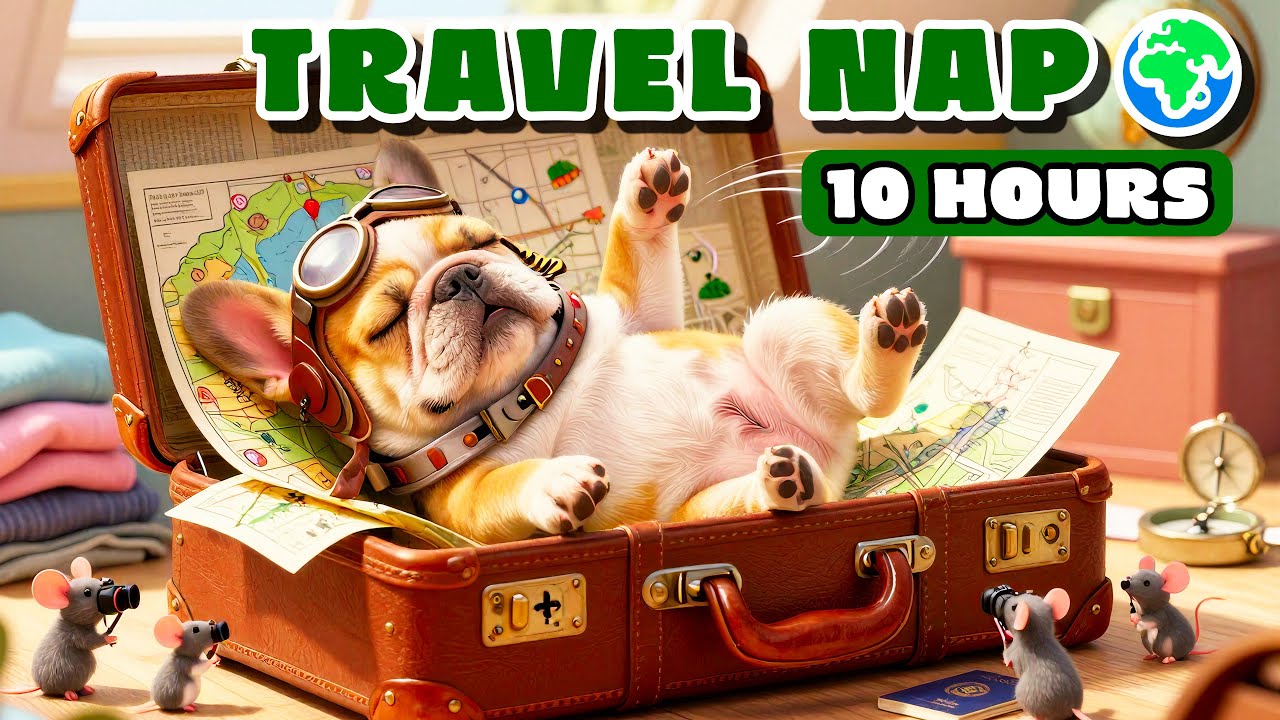 10 HOURS Travel Lofi for French Bulldog 🌍 Vintage Suitcase & Maps