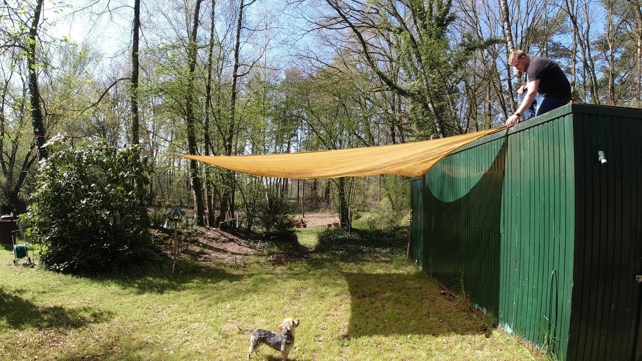 Sonnensegel am Gartenhaus spannen - Garten Ideen