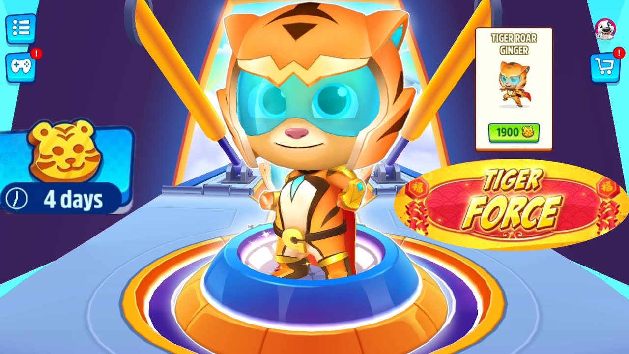 Talking Tom Hero Dash New Update Tiger Force 2024 - Ginger Tiger Roar - Full Screen