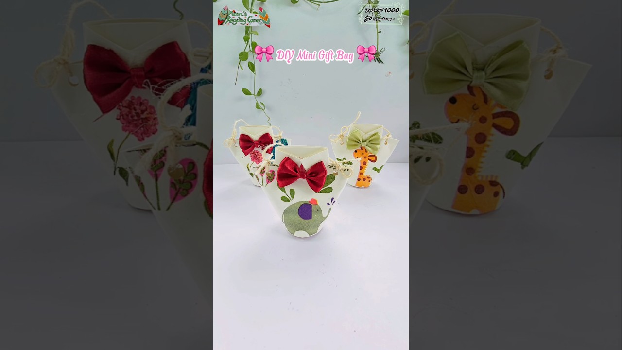 🎀DIY Mini Gift Bag from a Paper Cup &ndash; So Easy &Adorable!🎀#shortsvideo #shorts #diy #craft
