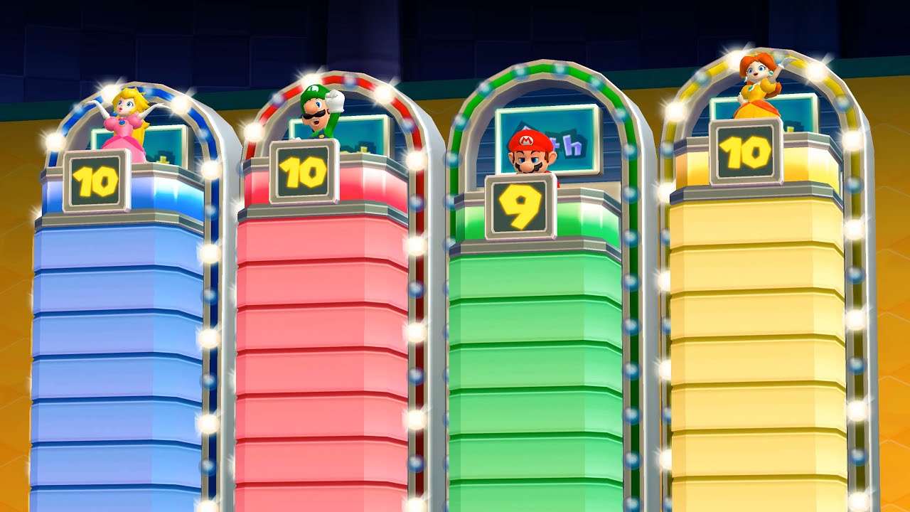 Mario party 9 Minigames - Peach vs Luigi vs Mario vs Daisy