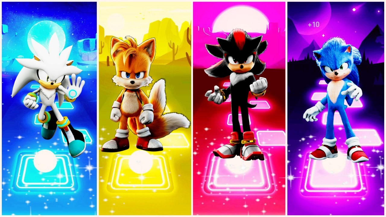 Silver the Hedgehog 🆚 Tails 🆚 Shadow the Hedgehog 🆚 Sonic the Hedgehog| Tiles Hop EDM Rush
