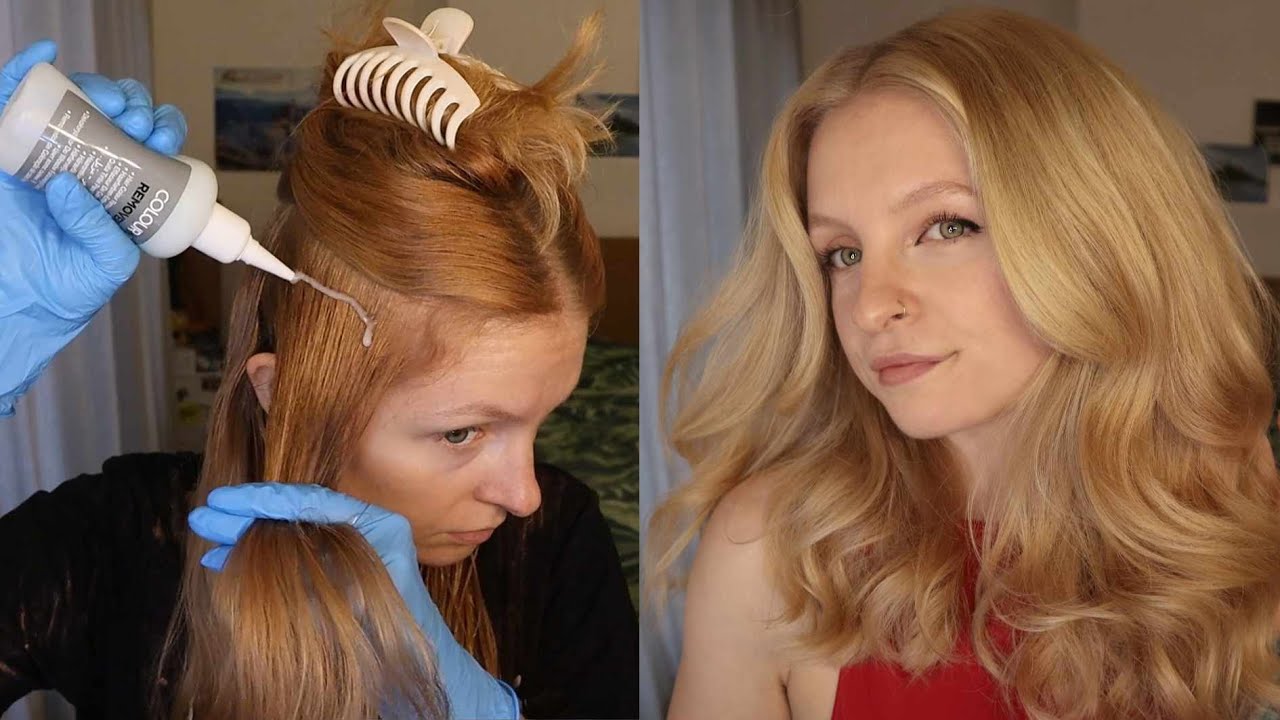 Stripping Out Ginger Hair Dye to Go Blonde &ndash; DIY Transformation