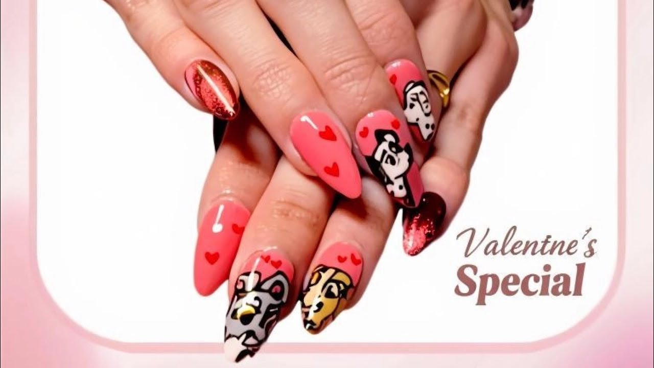 Valentine’s Day Character Nails – My Debut Video! 🧸💖 Detailed Art