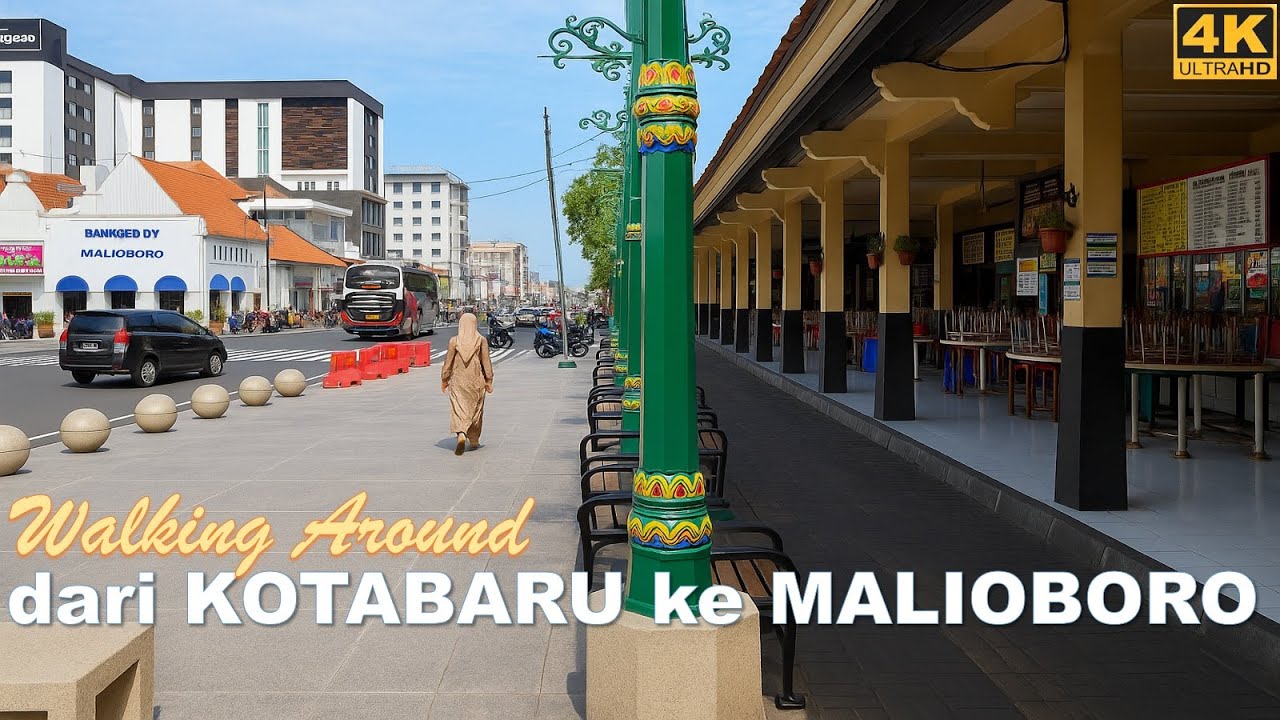 Morning walk Kotabaru to Malyabhara Hotel at Malioboro - Yogyakarta street view 4K