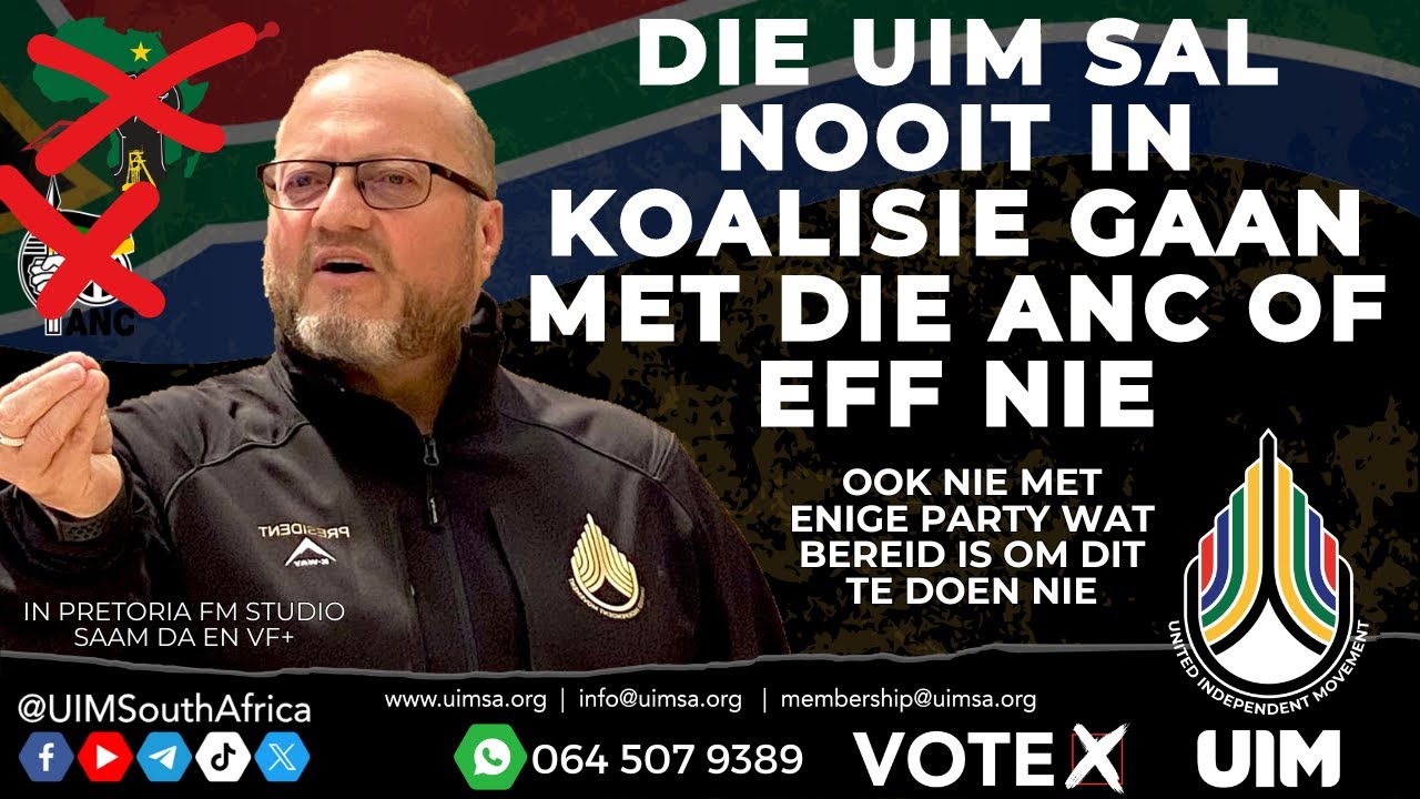 Die #UIM sal NOOIT in koalisie gaan met die ANC of EFF nie! In PTA FM studio saam DA en VF+ 22/04/24