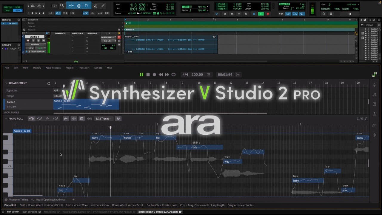Synthesizer V Studio 2 Pro 2.1.0: Now with ARA Plugin Support for Pro Tools