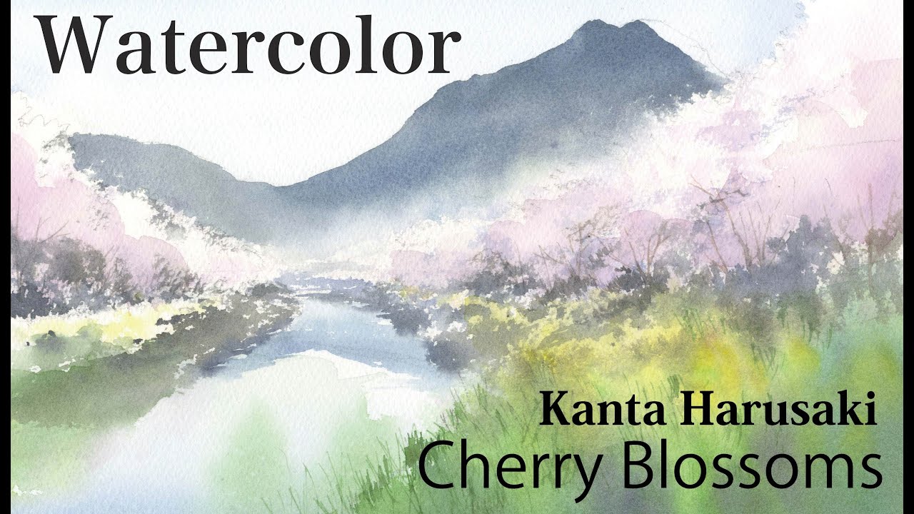 Watercolor demonstration　 [Cherry Blossoms]　Kanta Harusaki　 春崎幹太　水彩画　桜　菜の花