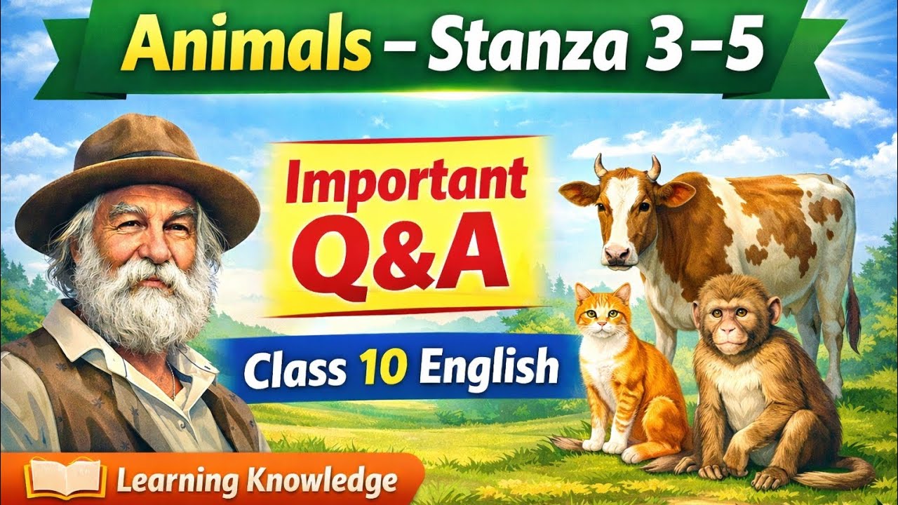 Class 10 English Animals | Stanza 3–5 Important Q&A | Exam Oriented | Learning knowledge |