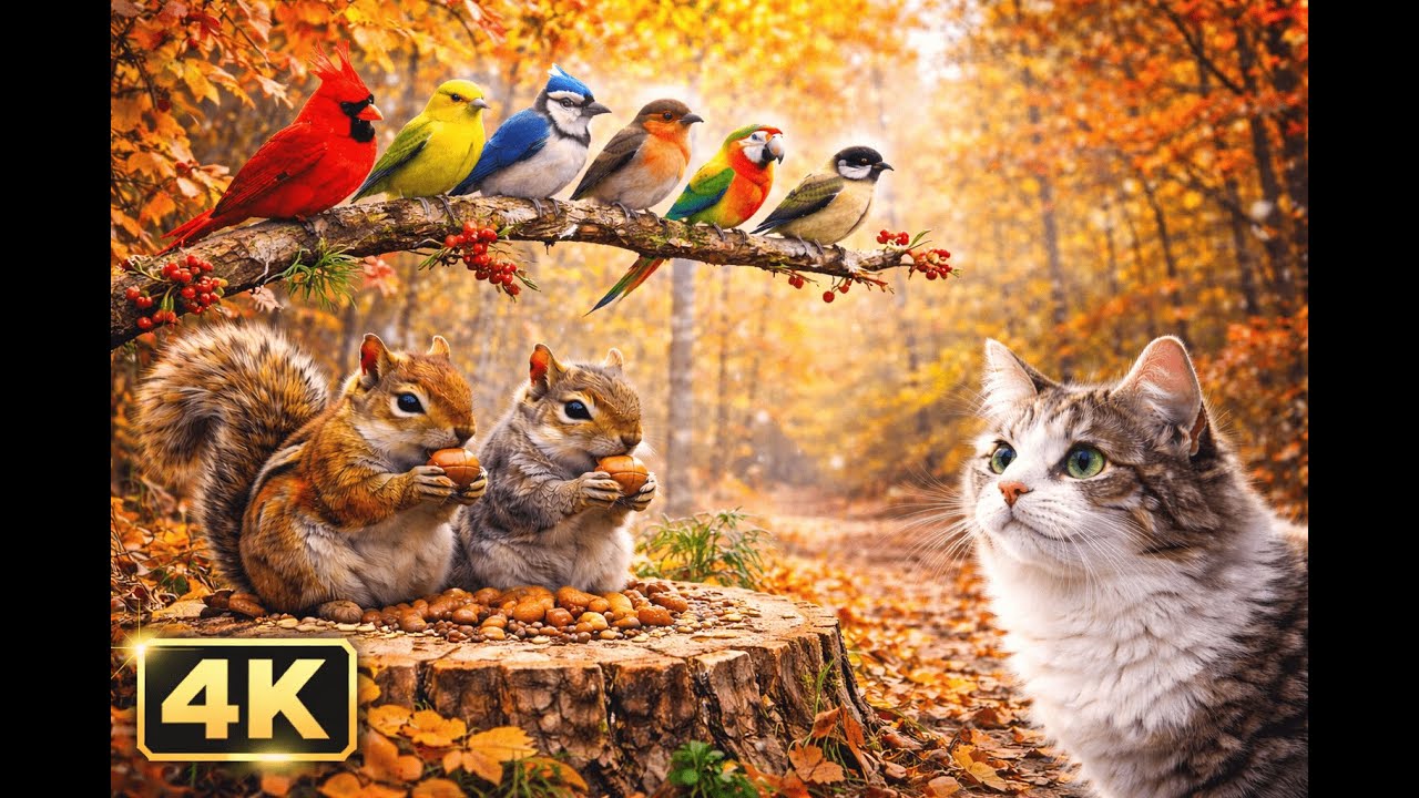 Cat TV Birds & Squirrels 🐦🐿️ 4 Hour Video | Mental Stimulation for Indoor Cats