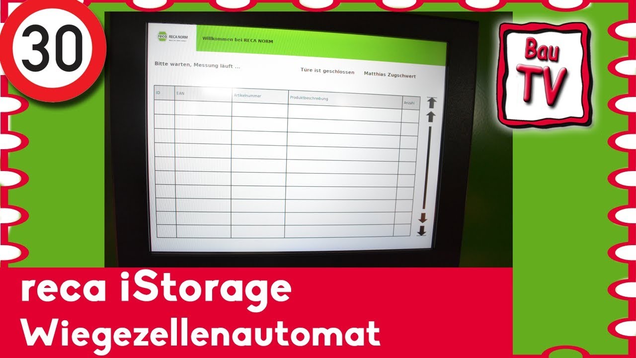 Reca iStorage Wiegezellenautomat im Einsatz! Zugschwert Bau.