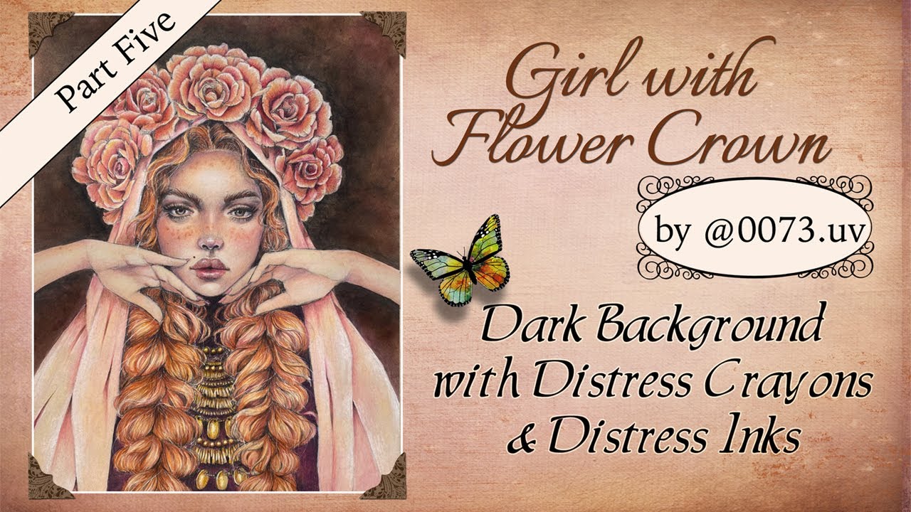Coloring a dark background with Distress Crayons and Distress Inks