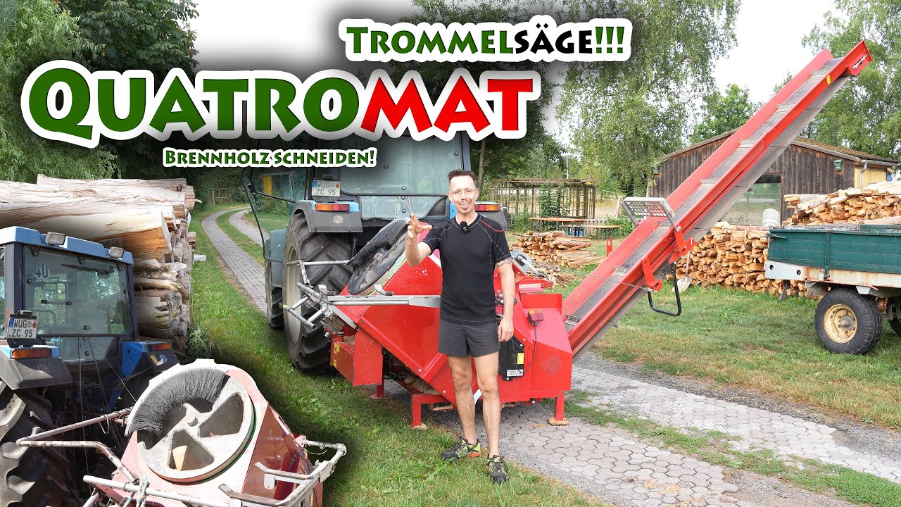 Trommelsäge Quatromat (Vogesenblitz) Brennholz sägen mit Förderband!