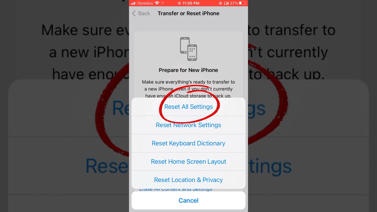 iPhone Reset All Settings