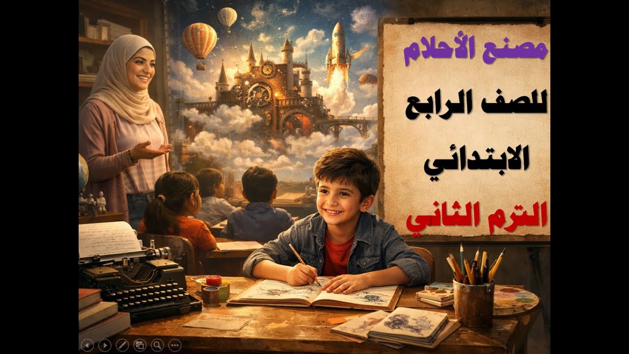 مصنعُ الأحلام   |   قراءةُ الصفِّ الرابعِ الابتدائي   |   التِّرمُ الثاني | لوحاتٌ رائعةٌ من ChatGPT