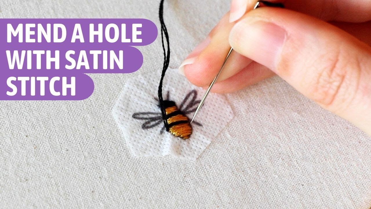 How to Repair Holes in Clothes with Satin Stitch | Visible Mending Embroidery Tutorial