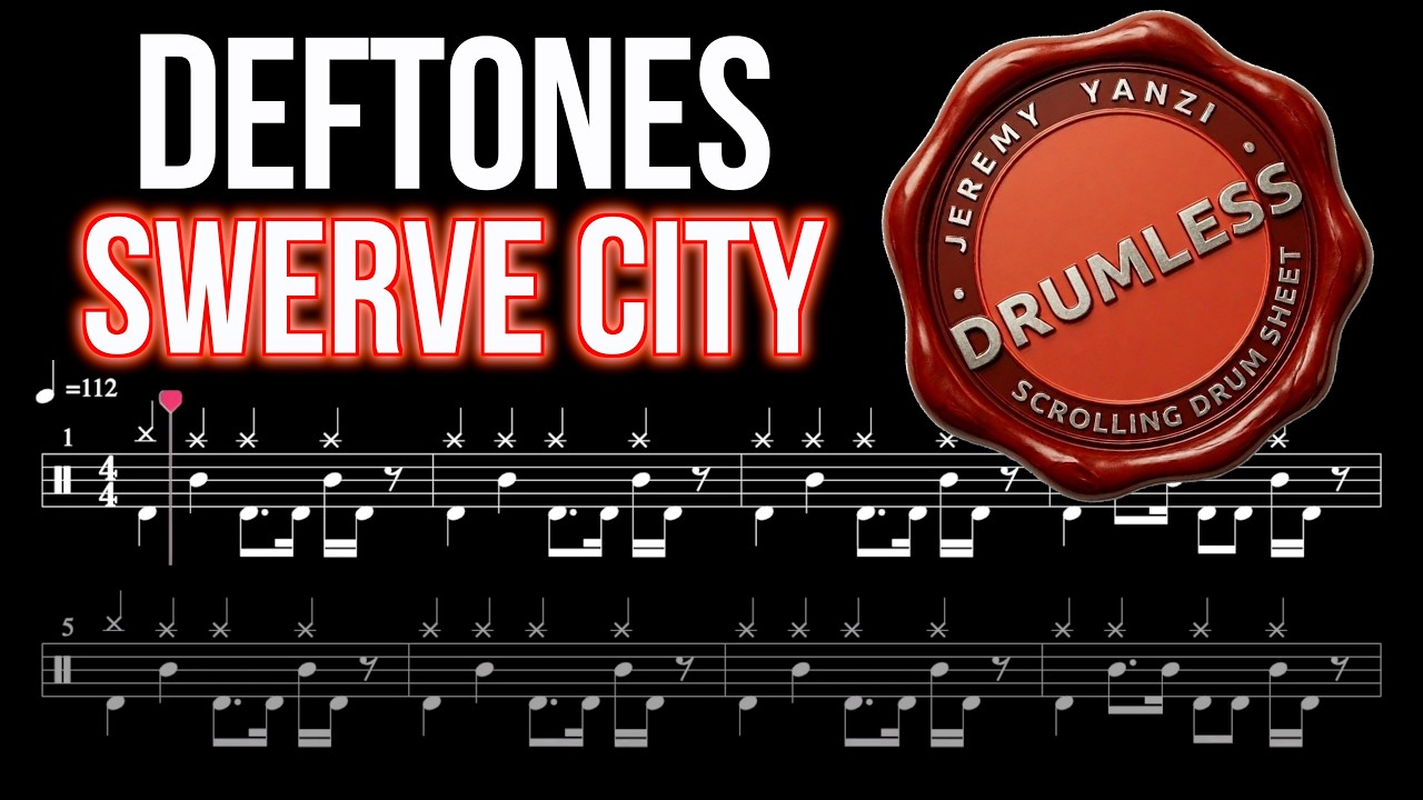 Deftones - Swerve City - Drumless (with scrolling drum score)