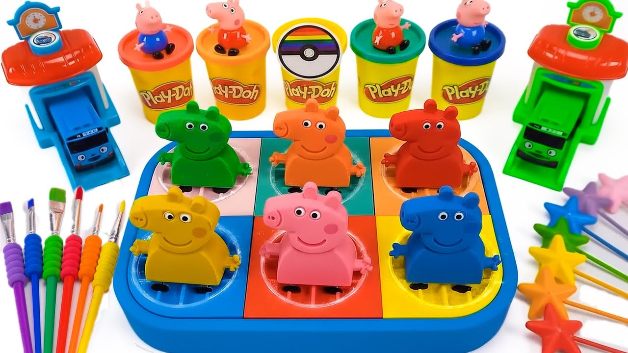 How to make Rainbow Cute Peppa Pig with Kinetic Sand & Cutting ASMR 🌈 Kinetic Sand ASMR