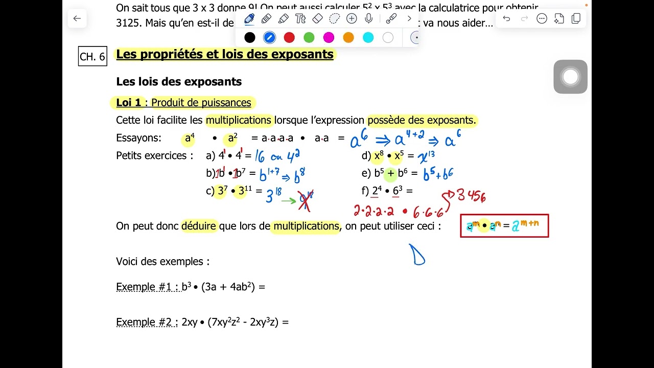 Loi des exposants (Loi 1 : Produit de puissances)