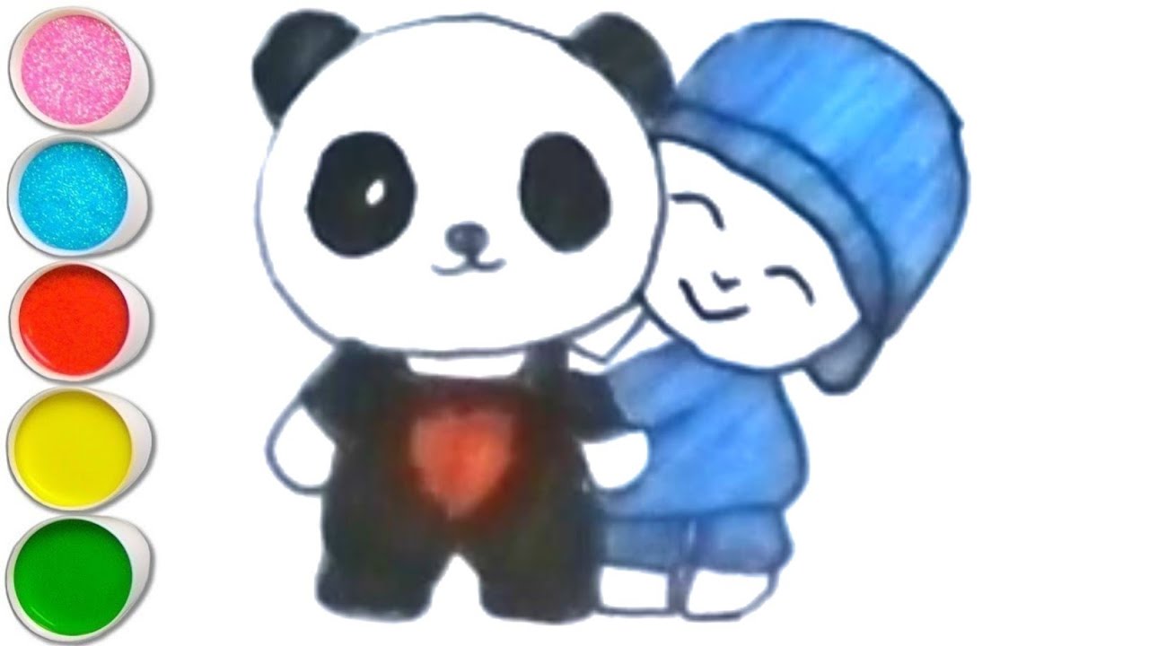 Cute panda with pocoyo Drawing, Painting and Coloring For Kids and Toddlers_ Easy Drawing 