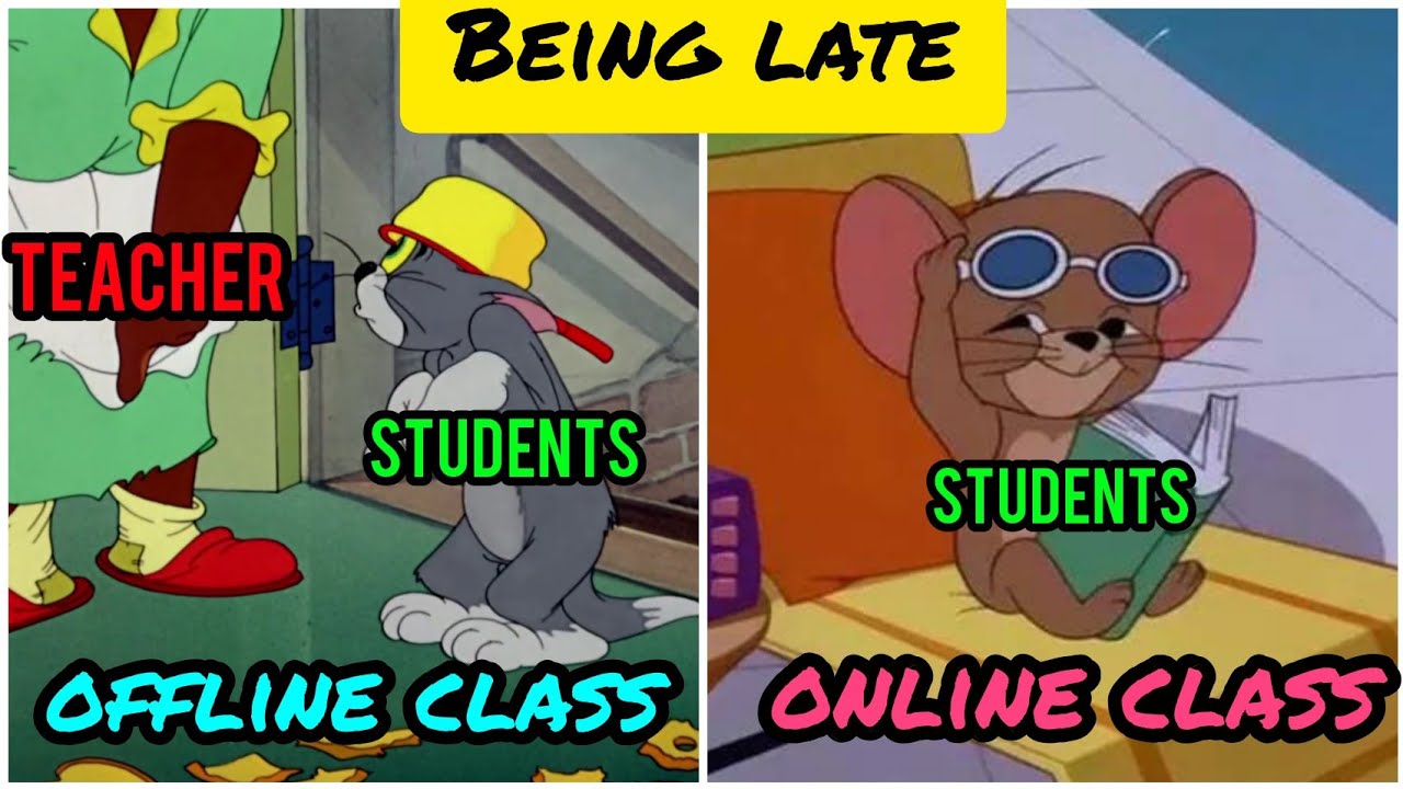 Being Late in Offline Class Vs Online Class Meme