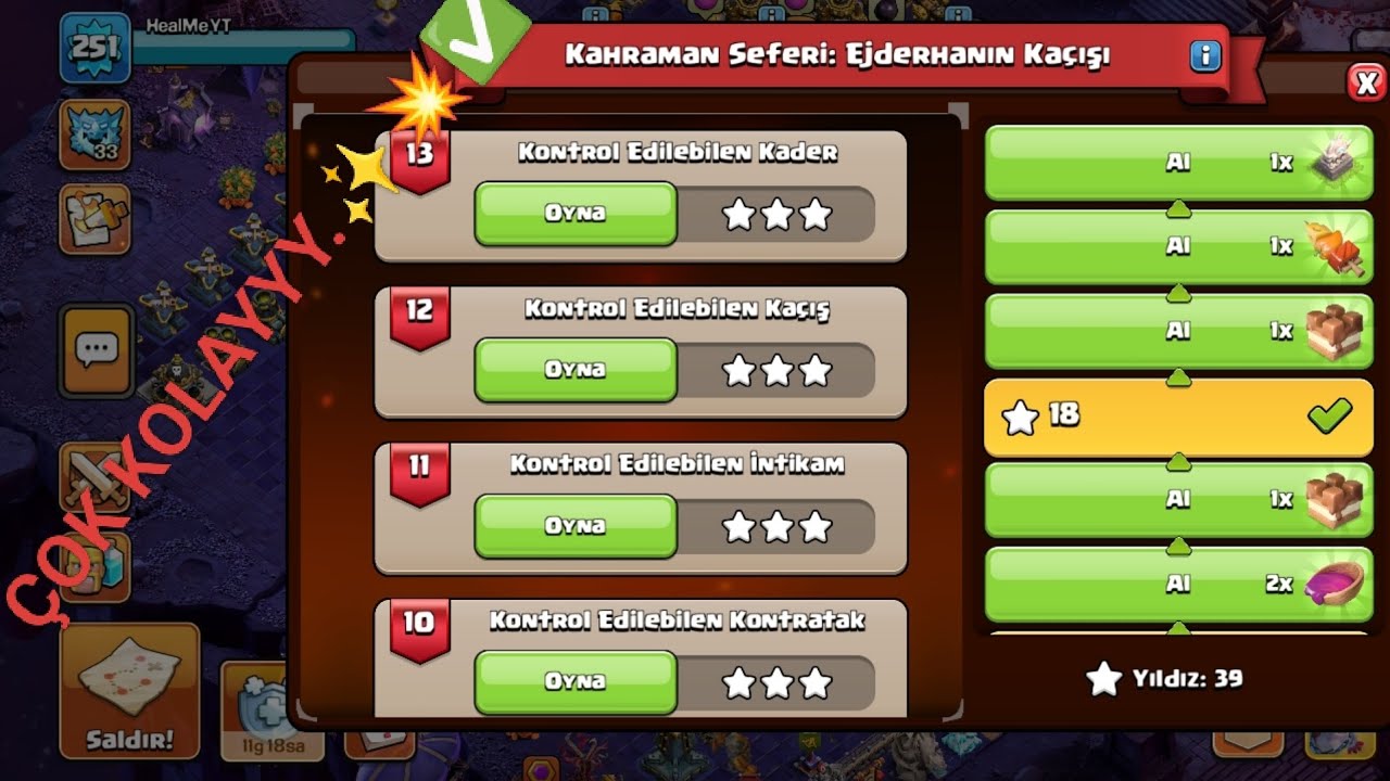 KAHRAMAN SEFERİ: EJDERHANIN KAÇIŞI MÜCADELESİ 9-10-11-12-13 !! ÇOK KOLAY !! Clash Of Clans