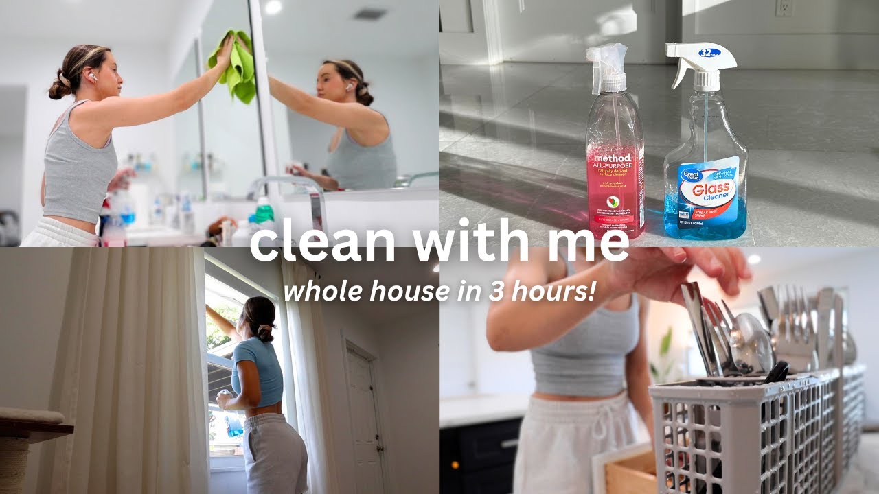 WHOLE HOUSE CLEAN WITH ME IN 3 HOURS | cleaning motivation, stone care tips, weekend reset!