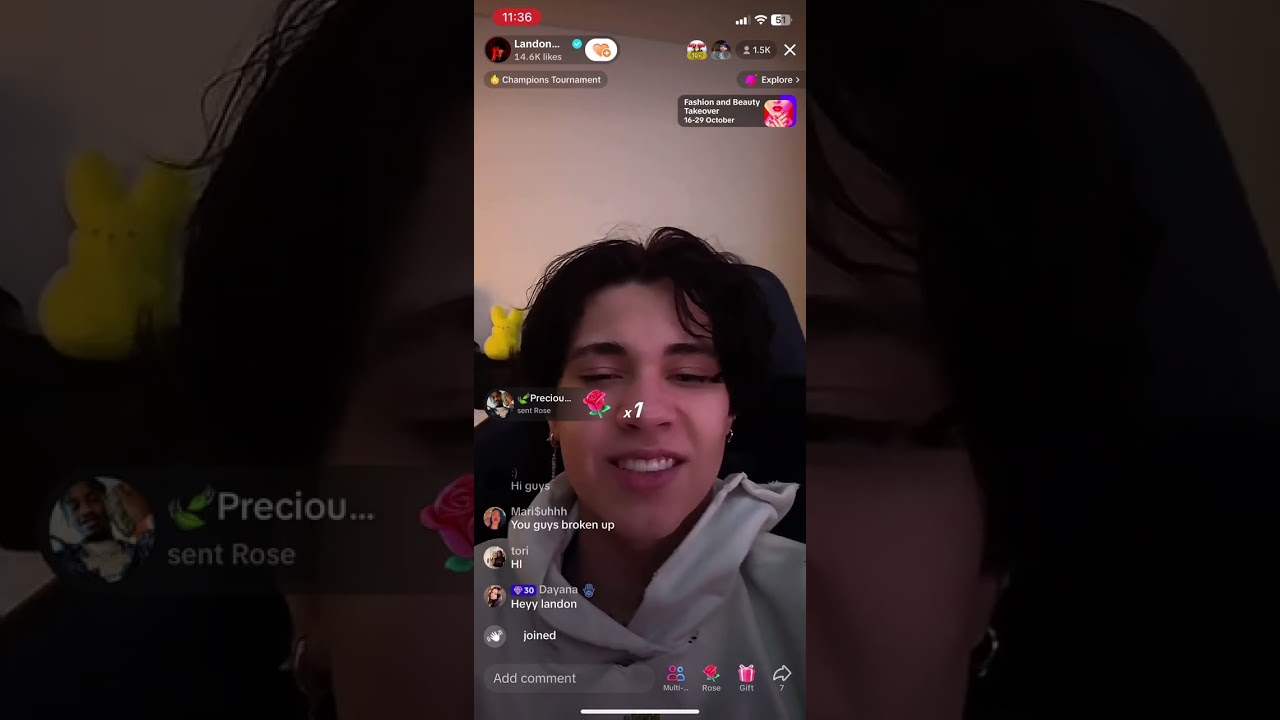 Landon Barker live on TikTok 26/10/23