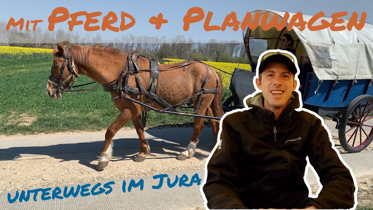 Erlebnis Ferien; mit Pferd und Planwagen unterwegs im Jura.