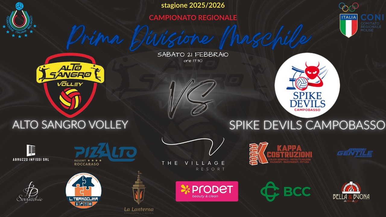 1DM Alto Sangro Volley 0-3 Spike Devils Campobasso 21-02-2026