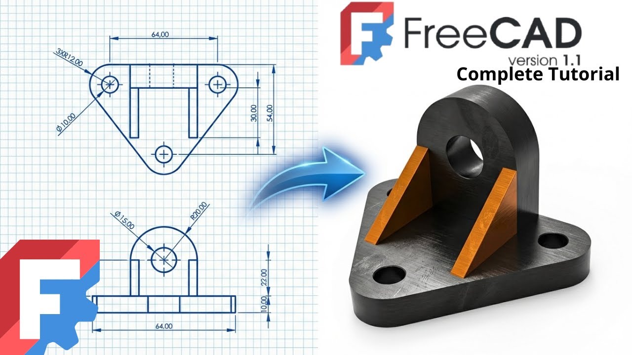 FreeCAD — Полное пошаговое руководство для начинающих. Упражнение 31.